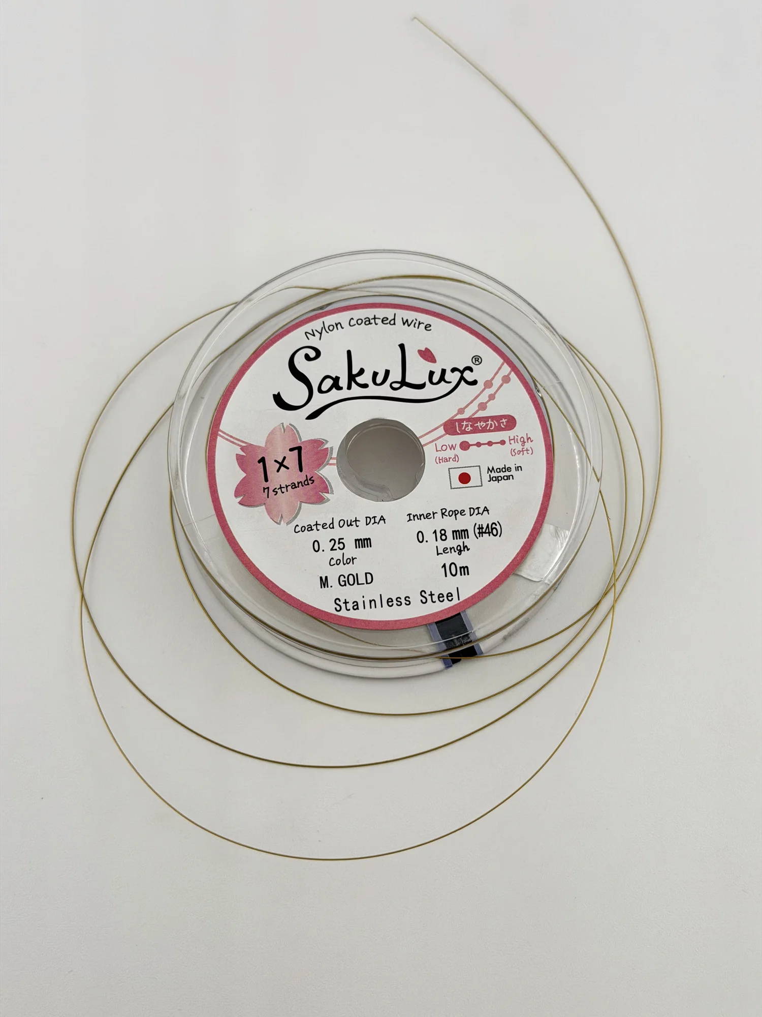 Тросик SakuLux 0,25мм 10м зол.