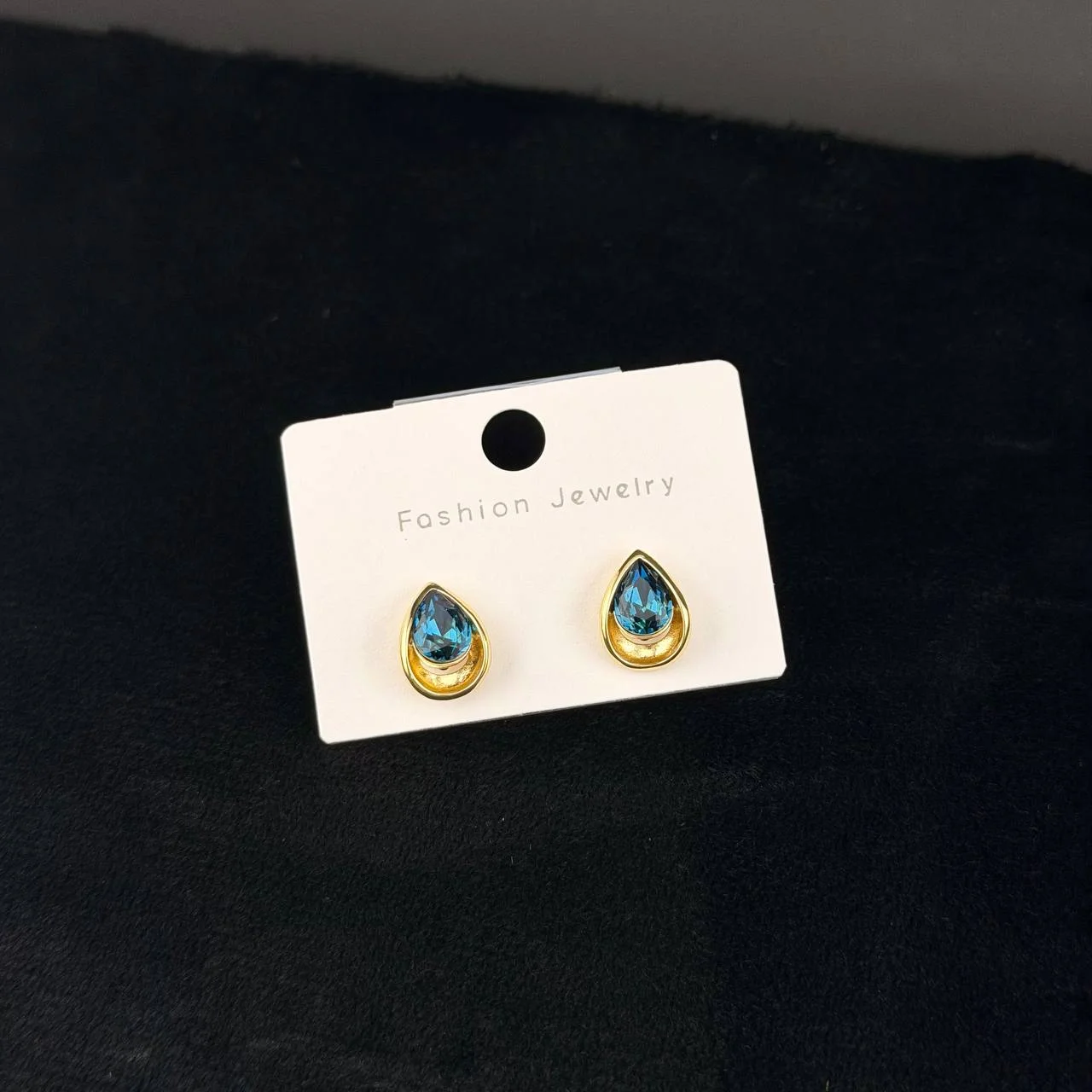 Серьги Гвоздики Капля 9,5*13мм зол. син.