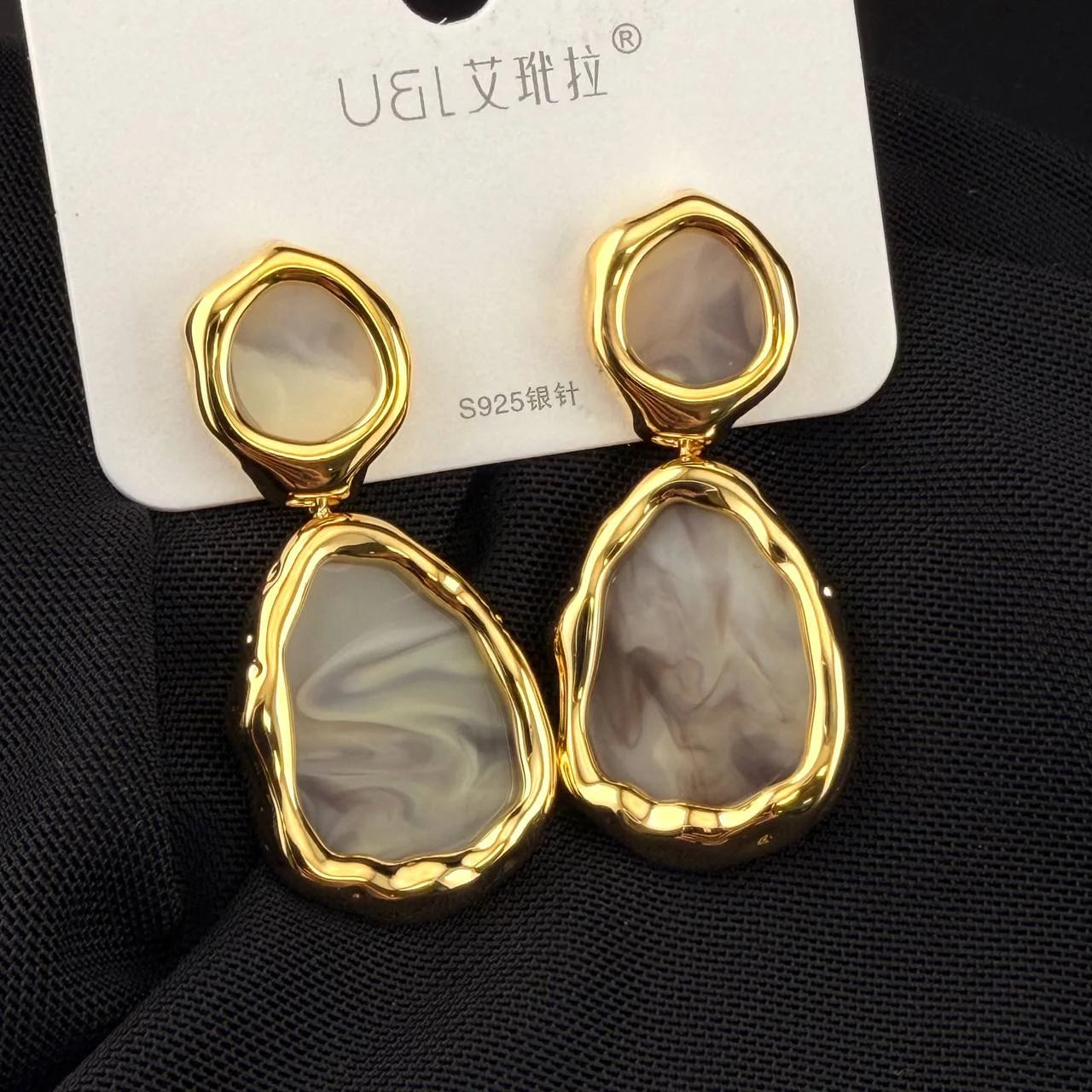 Серьги Гвоздики Кофе 45мм зол.