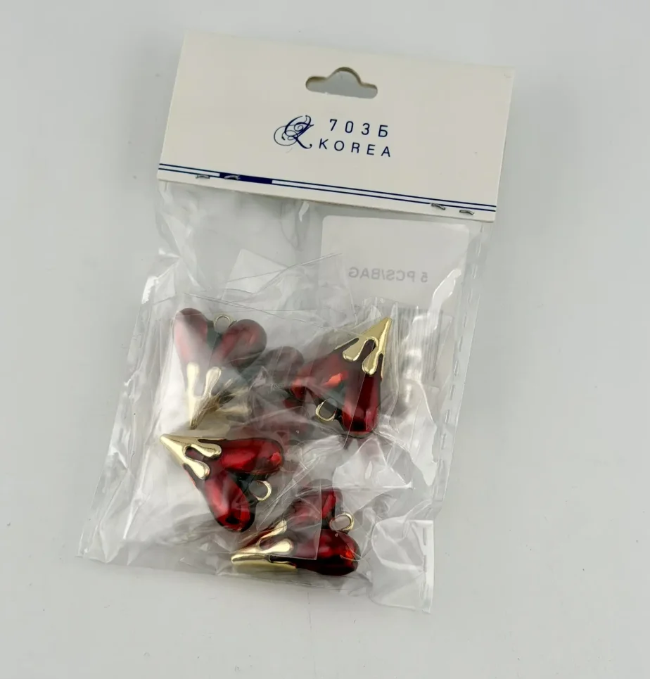 Подвеска Сердце 19*24 зол. красн.эм уп5шт