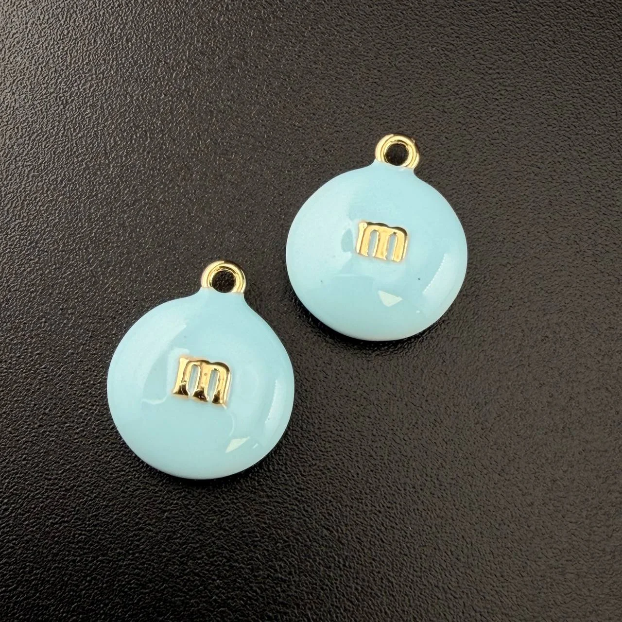 Подвеска M&M 13*16мм зол. голуб. уп2шт